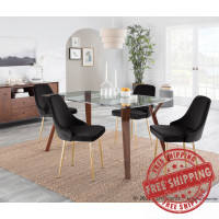Lumisource DC-MARCL AU+BK2 Marcel Contemporary Dining Chair with Gold Frame and Black Velvet Fabric - Set of 2